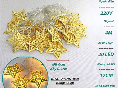 Dây đèn led phụ kiện kim loại vàng ánh kim [Nhiều kiểu - Điện] DAYDEN-25